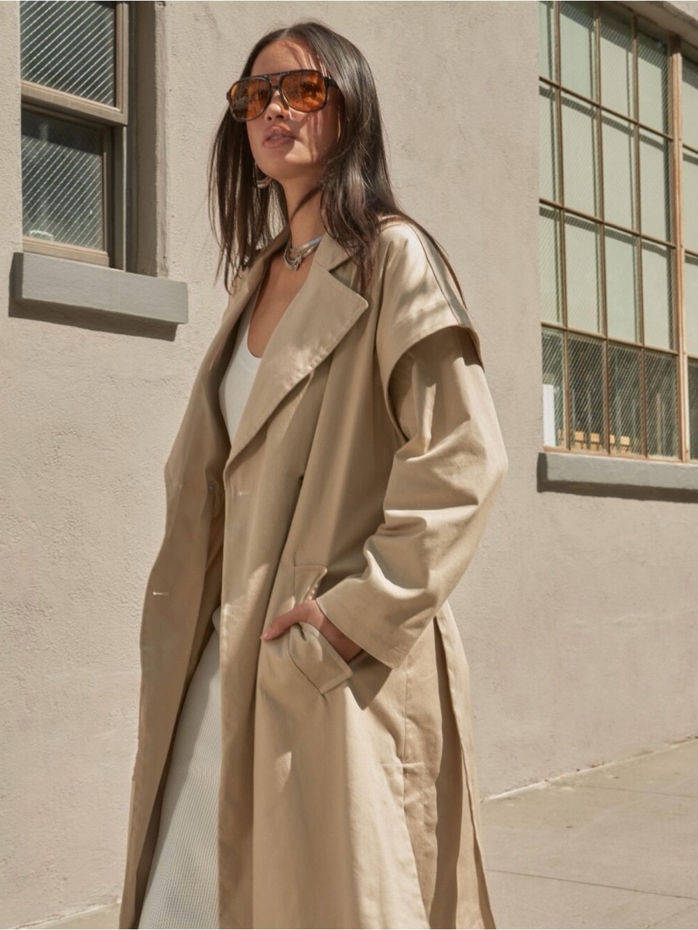 Lightweight Beige Trench Coat - Timeless Oversized Trench